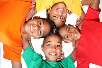 Happy young school friends boys and girls together