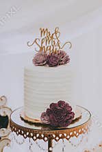 Wedding cake with Mr. and Mrs. topper