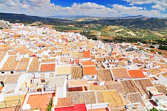 Olvera as seen from castle, Pueblos Blancos white towns, Cadiz province, Andalusia, Spain