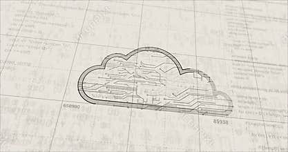 Cyber cloud symbol futuristic animation