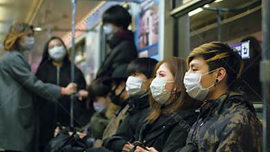 Asian people subway. Asia Metro. Mask China. Corona virus. Chinese coronavirus.