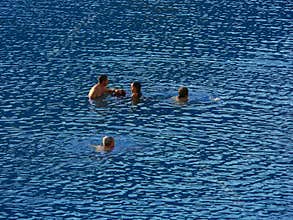 Swimming and bathing in the sea, dam and lakes. Summer.