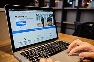 RUSSIA, ST.PETERSBURG - March 5: A girl browses the Microsoft 365 website on a laptop