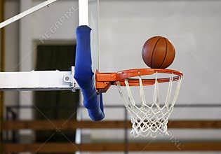 Basketball ball in hoop
