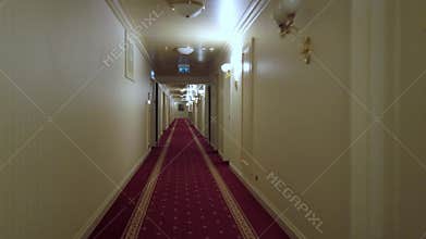 POV of walking in long corridor