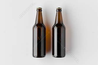 Top view of a beer bottle mockup