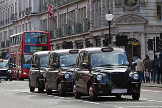 Street in London with taxi's