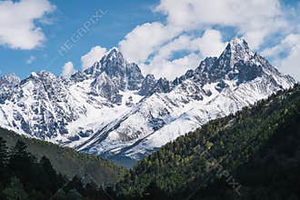 Gongga mountain in Mugecuo national park, Kangding, Sichuan in China