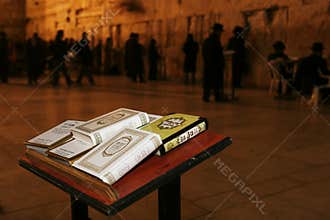 THE JERUSALEM WAILING WALL AT NIGHT