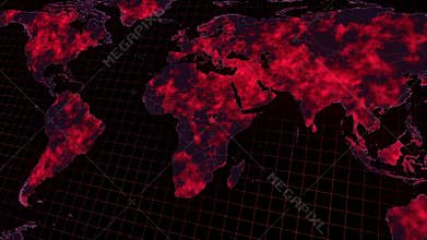 Virus spread all ower the world map footage.