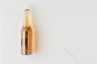 Top view of a beer bottle mockup