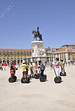 Lisbon, 17 July: People on Segway for Sightseeing tour 