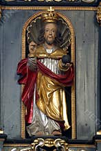 Jesus Christ the Almighty, statue on the pulpit in the Church of Saint Catherine of Alexandria in Zagreb