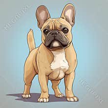 Realistic Cartoon French Bulldog Vector Illustration