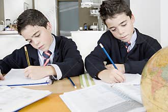 Kids doing homework at home