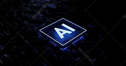 AI sign in dark tech background