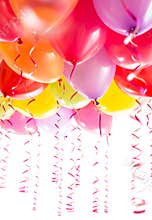 Balloons with streamers for birthday party