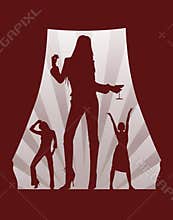 Dancing girls on theater box