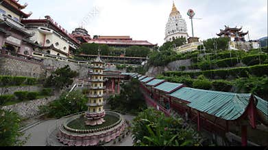 Panorama of the garden against the Pagoda located in the Kek Lok Si temple, Temple of Supreme Bliss , in Penang