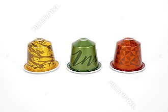 Nespresso Capsules on white Background