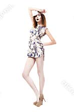 Elegance. Fashionable Trendy Graceful Woman standing. Urban Fashion