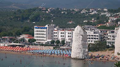 view of beach of Vieste with undefined people - IT