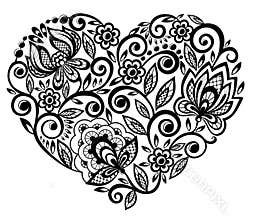 Beautiful silhouette of the heart of lace flowers