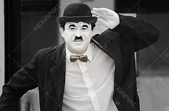 Street perfomer in Charlie Chaplin costume