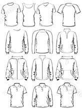 Collection of men clothes outline templates