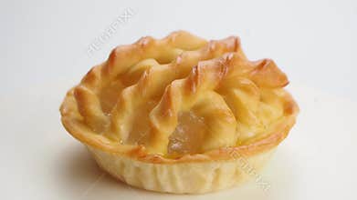 Closeup view rotation of delicious homemade toddy palm pie.