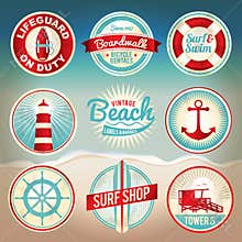 Vintage Beach Labels and Badges