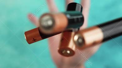 Rechargeable batteries thrown in slow motion