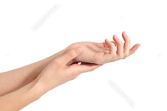 Beautiful woman hands rubbing