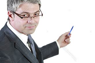 Businessman indicating