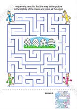Maze game and coloring page for kids