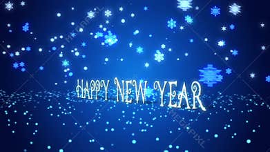 Congratulatory Christmas video card. Decorative congratulatory text. Artistic blue background.