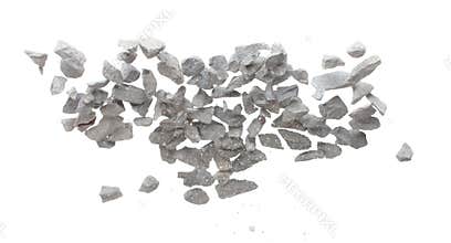 Rock gravel fly explosion fall, gray stone pebbles rock explode abstract cloud fly. Construction rock stone splash in air, object