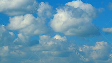 Beautiful Blue Sky With Clouds. Beautiful White Cumulus Clouds In Blue Sky With Sunlight. Timelapse.