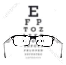 Sight test seen through eye glasses