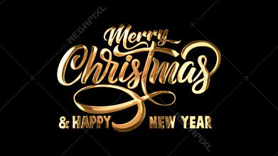 Happy new year 2024 and Merry christmas Typography Golden text animation on appear black background.