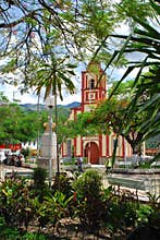 beautifull square and historical church of city of san ramon ,chanchamayo peru