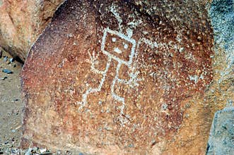 petruglyphs rock, human figure arquelogical site of culture caral peru