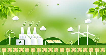 Eco friendly, Green Industries, energy and ecology concept. Vector illustration