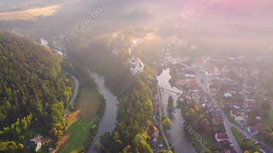 Rozmberk Castle and Vltava River from above