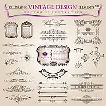 Vector set calligraphic design elements decoration