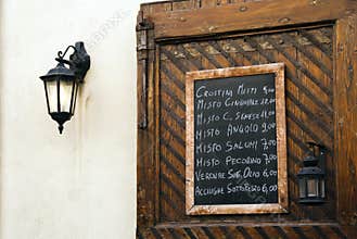 Italian restaurant menu board