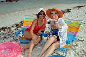 Senior friends on beach