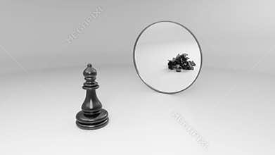 black bishop sees his broken reflection