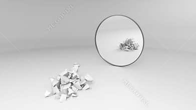 white broken bishop sees his broken reflection