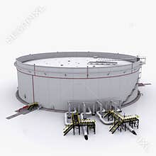Large oil tank with floating roof